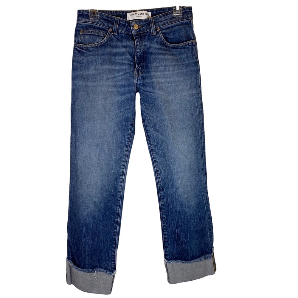 Department  Five Women’s Cuffed Hem Frayed Straight Leg Medium Wash Size 26